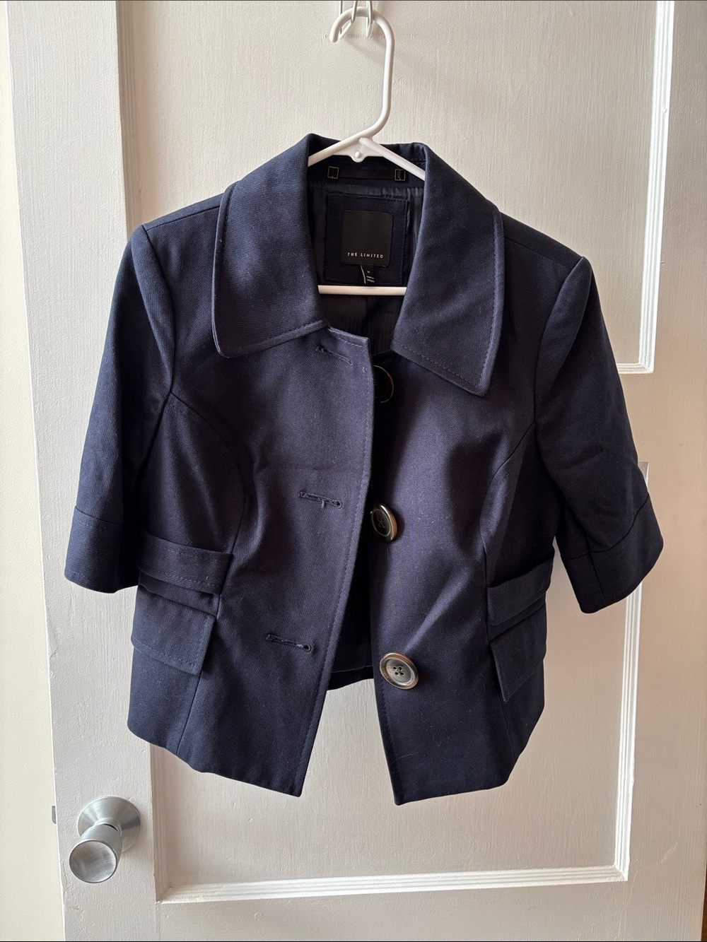 The Limited Navy Short-Sleeve Blazer Jacket